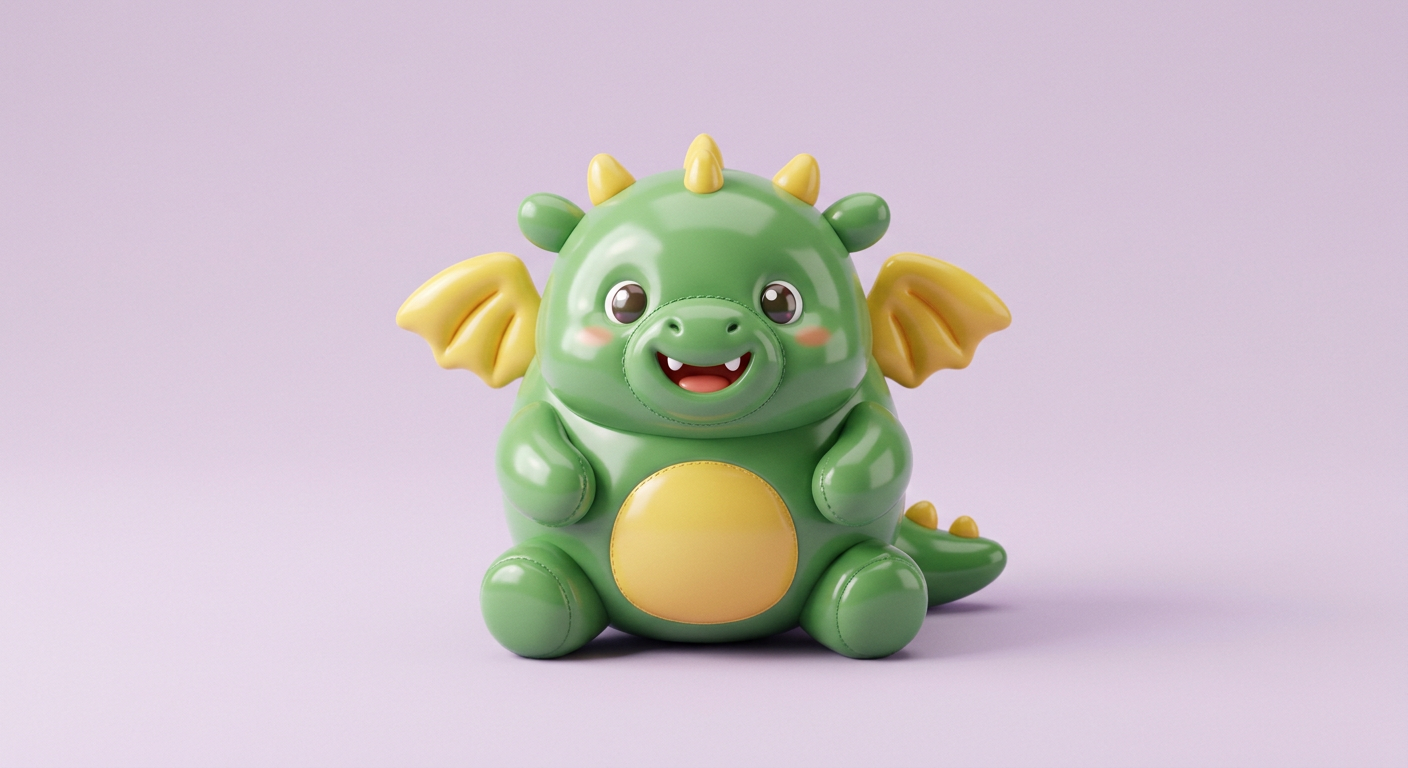 The same dragon as a glossy puffy cartoon squishy